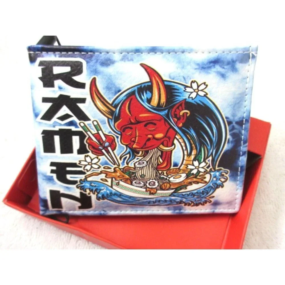 Anime Ramen Noodle Bowl Feast Handcrafted Bi-Fold Vegan Leather Wallet Gift Box